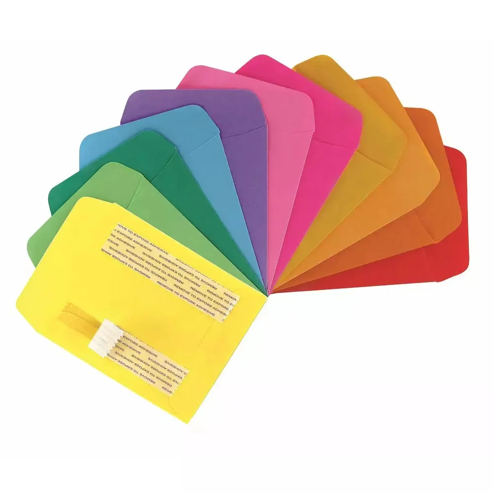 Library Pockets 3.5" x 4.875" Self Adhesive - 3 Ea. of 10 Colors
