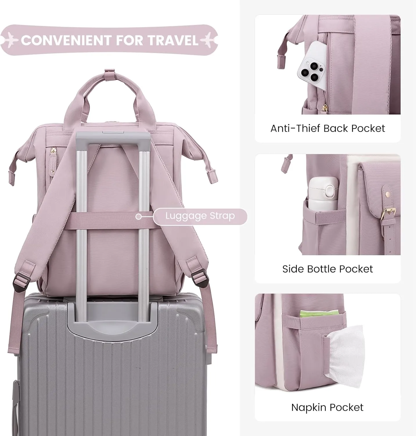 LOVEVOOK Laptop Backpack for Women Work Teacher Bag Travel Backpack, Stylish College Backpack Purse, Business Computer Laptop Bag Nurse Bags, Casual Daypack, 15.6 Inch