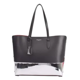 Maria Carla Women's Elegant Dual-Tone Leather Tote Bag with Silver Accents
