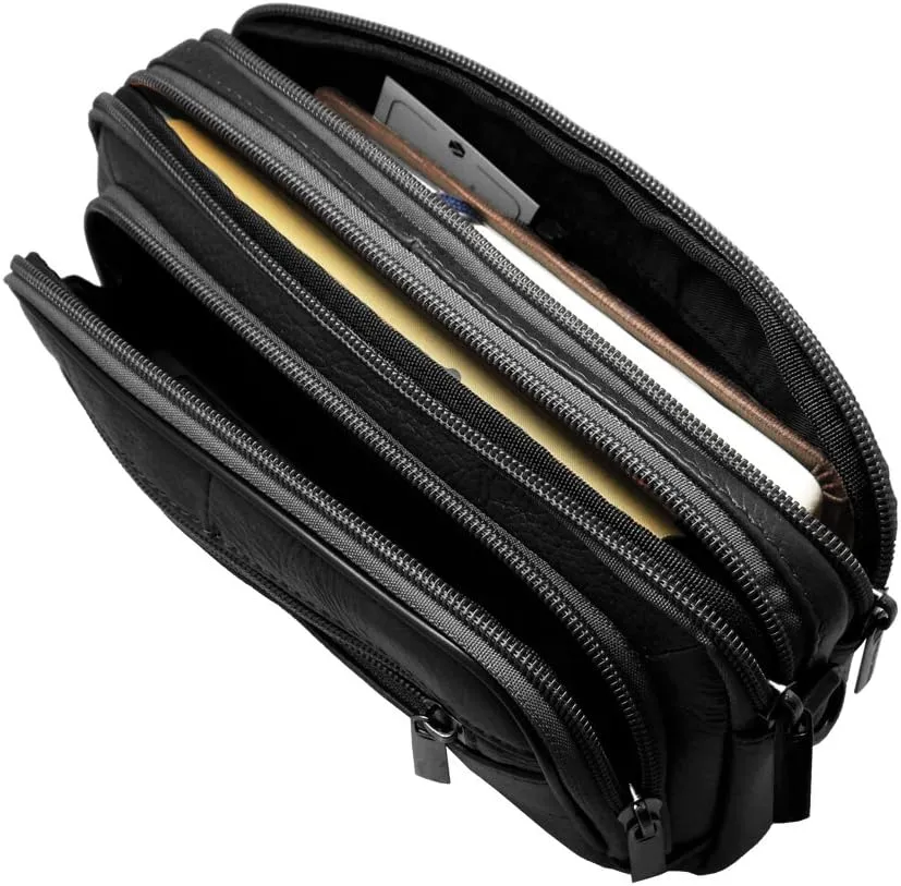 Mens Handbag Genuine Leather Crossbody Shoulder Messenger Bag Organizer Checkbook Wallet Purse