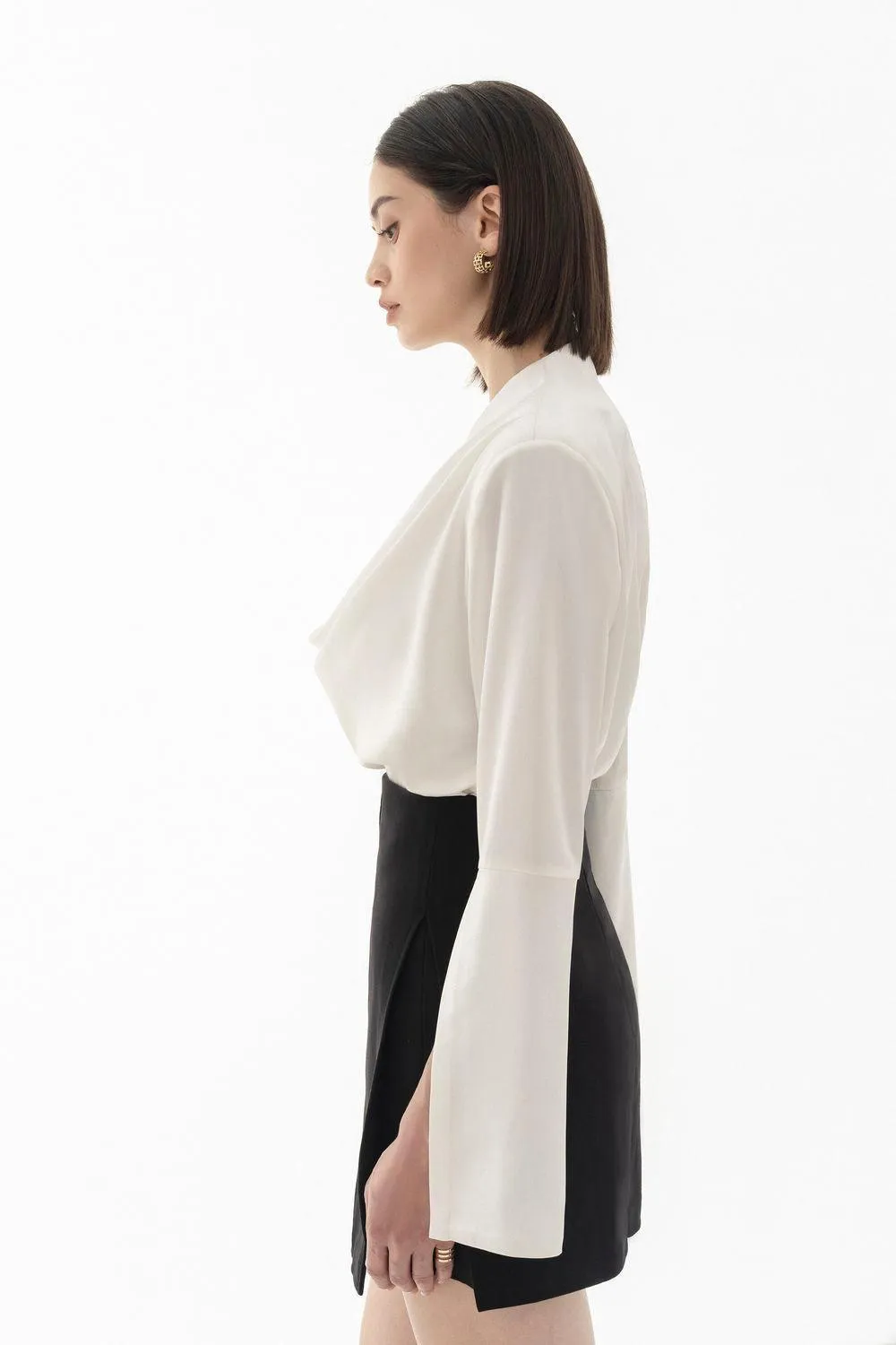 Mila Straight Poet Sleeved Silk Top