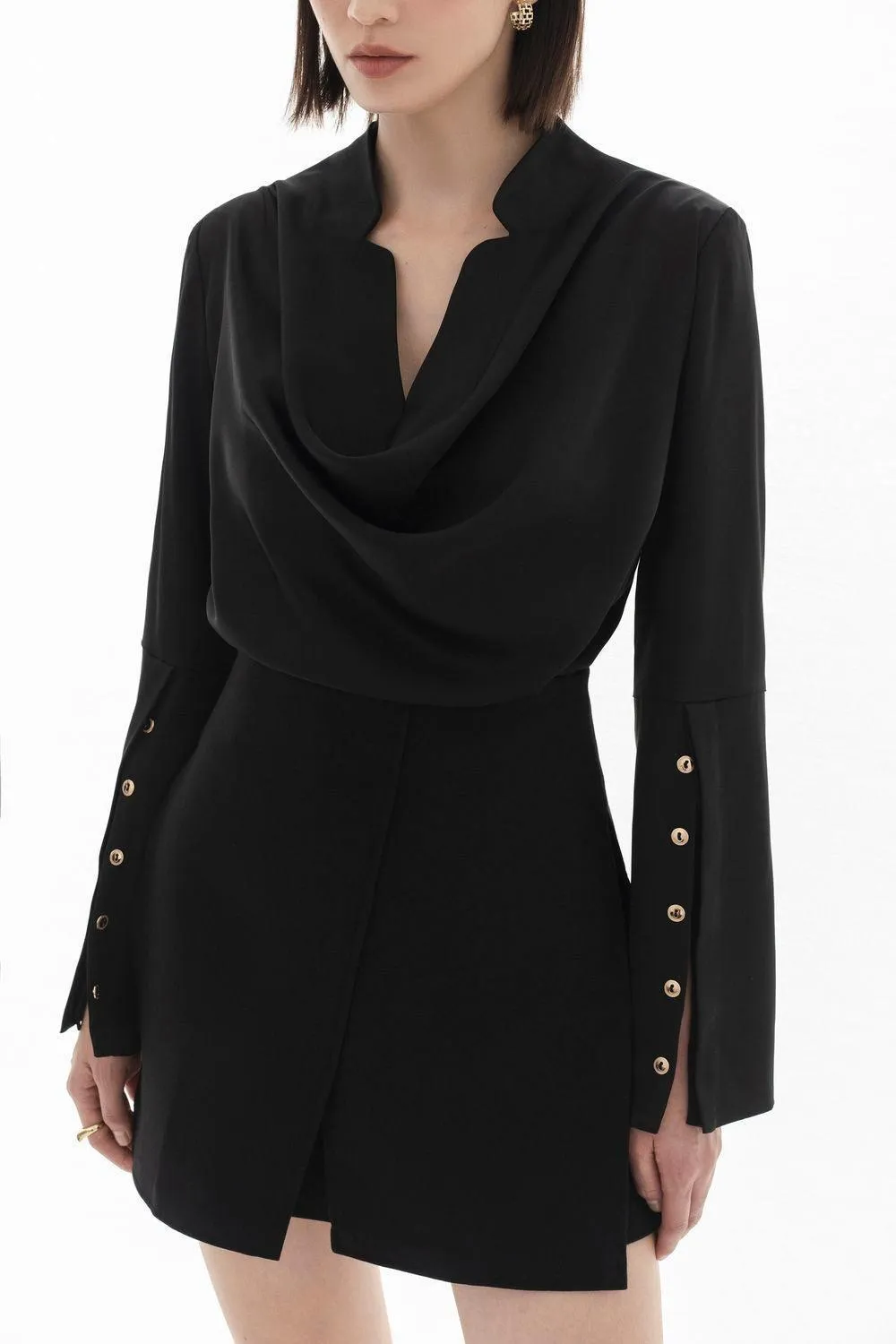 Mila Straight Poet Sleeved Silk Top