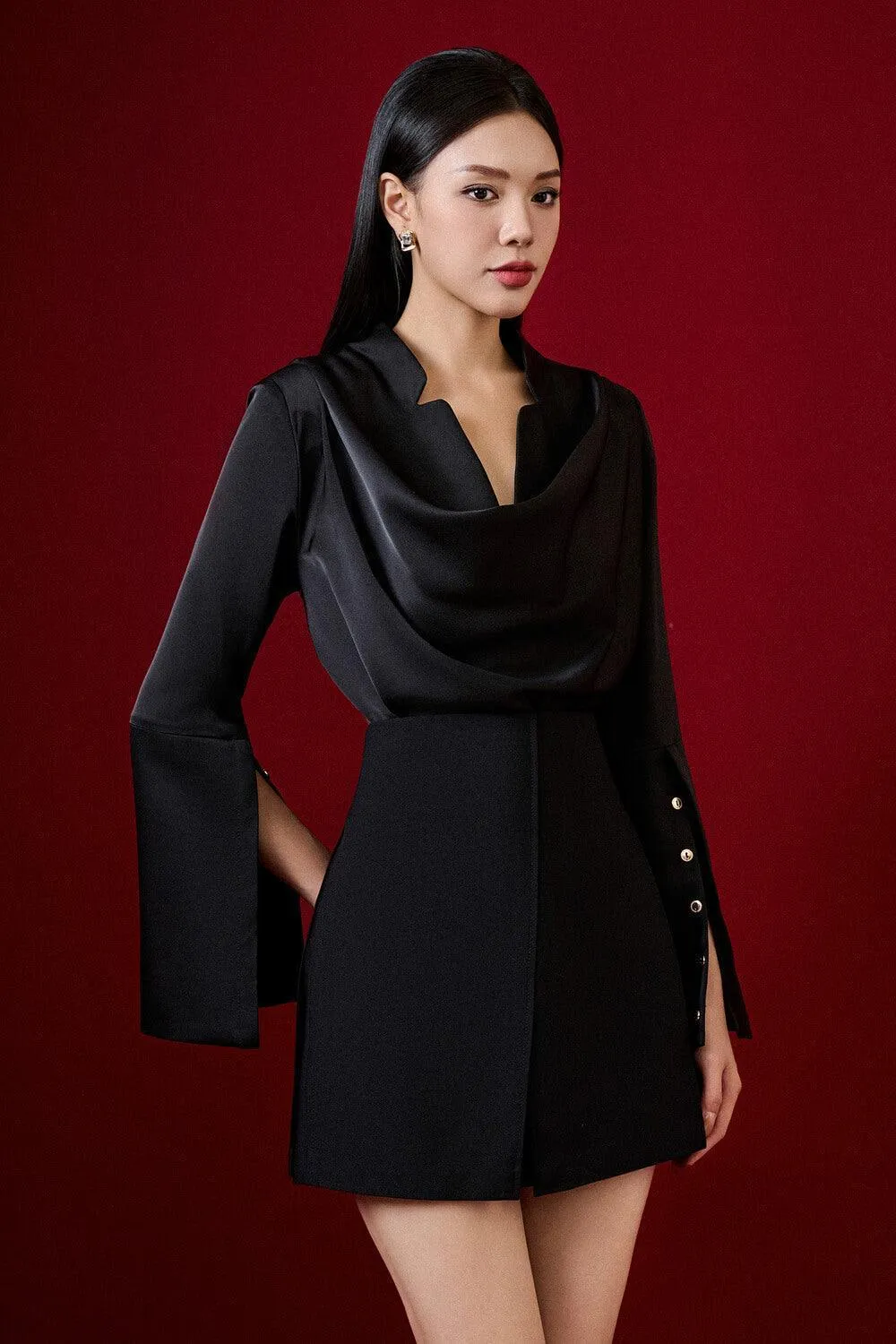 Mila Straight Poet Sleeved Silk Top