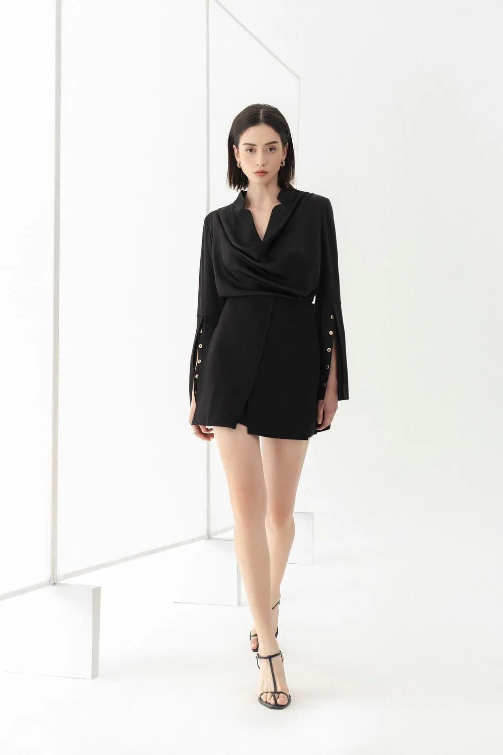 Mila Straight Poet Sleeved Silk Top
