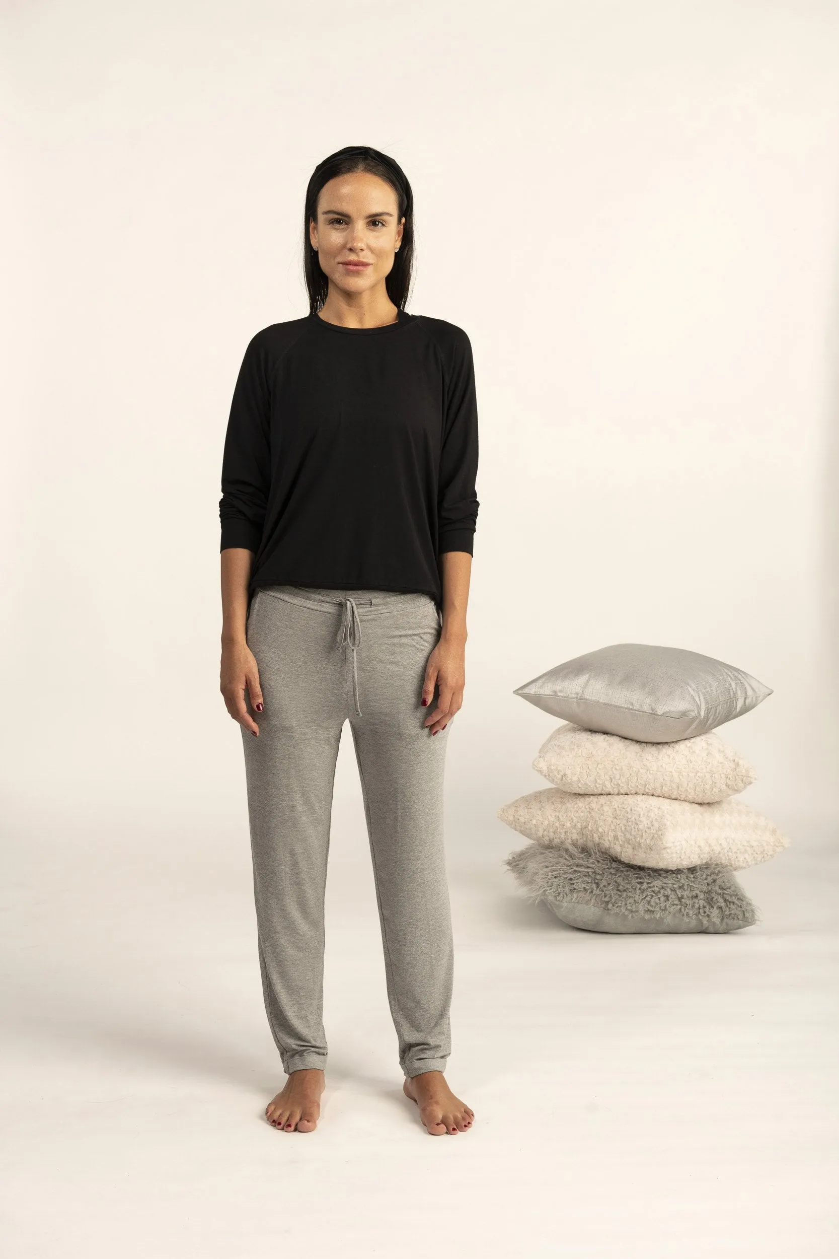 Miley long sleeve top in black