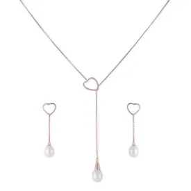 Minimal Dangling Heart Pendant Chain Set