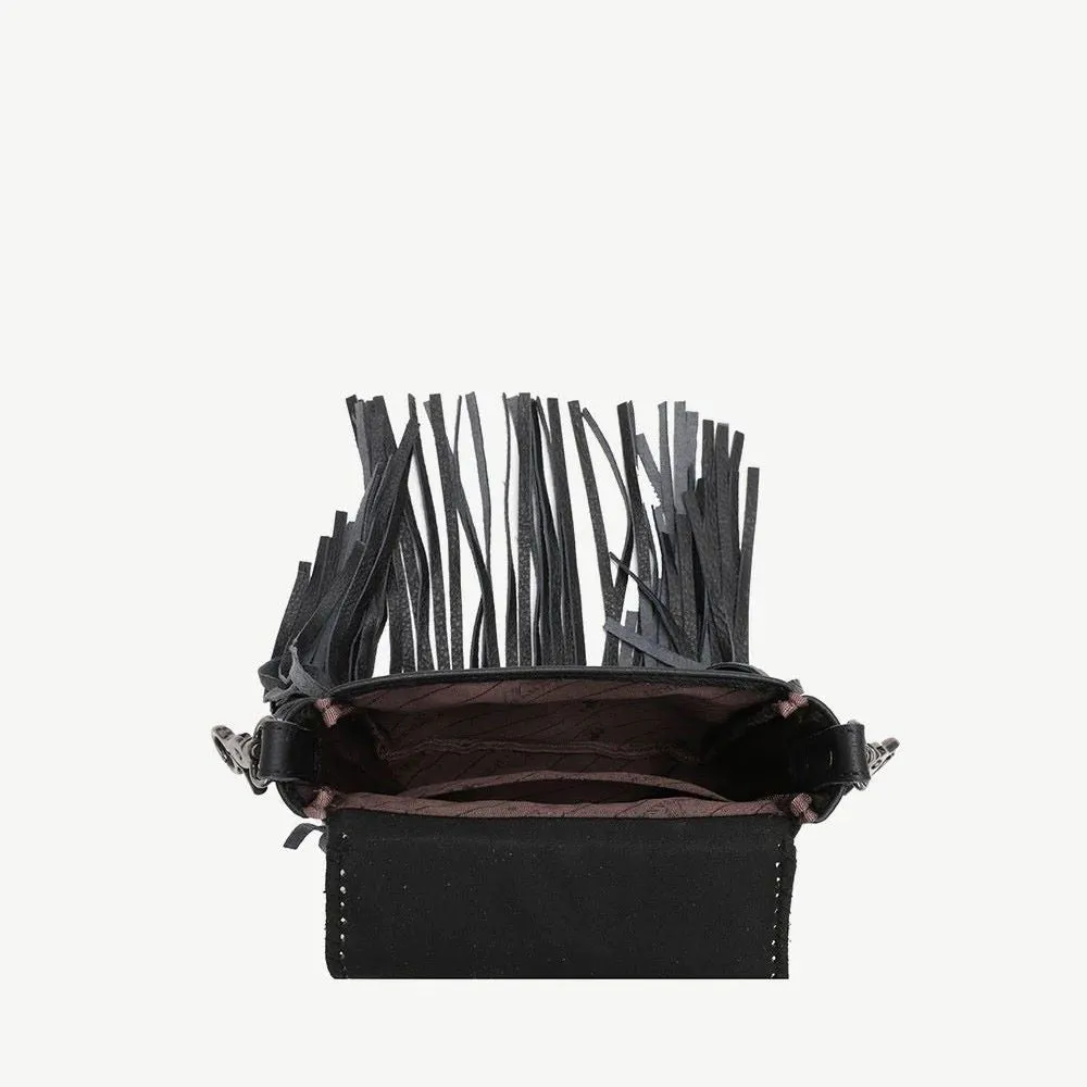 Montana West Crocodile Embossed Fringe Leather Purse