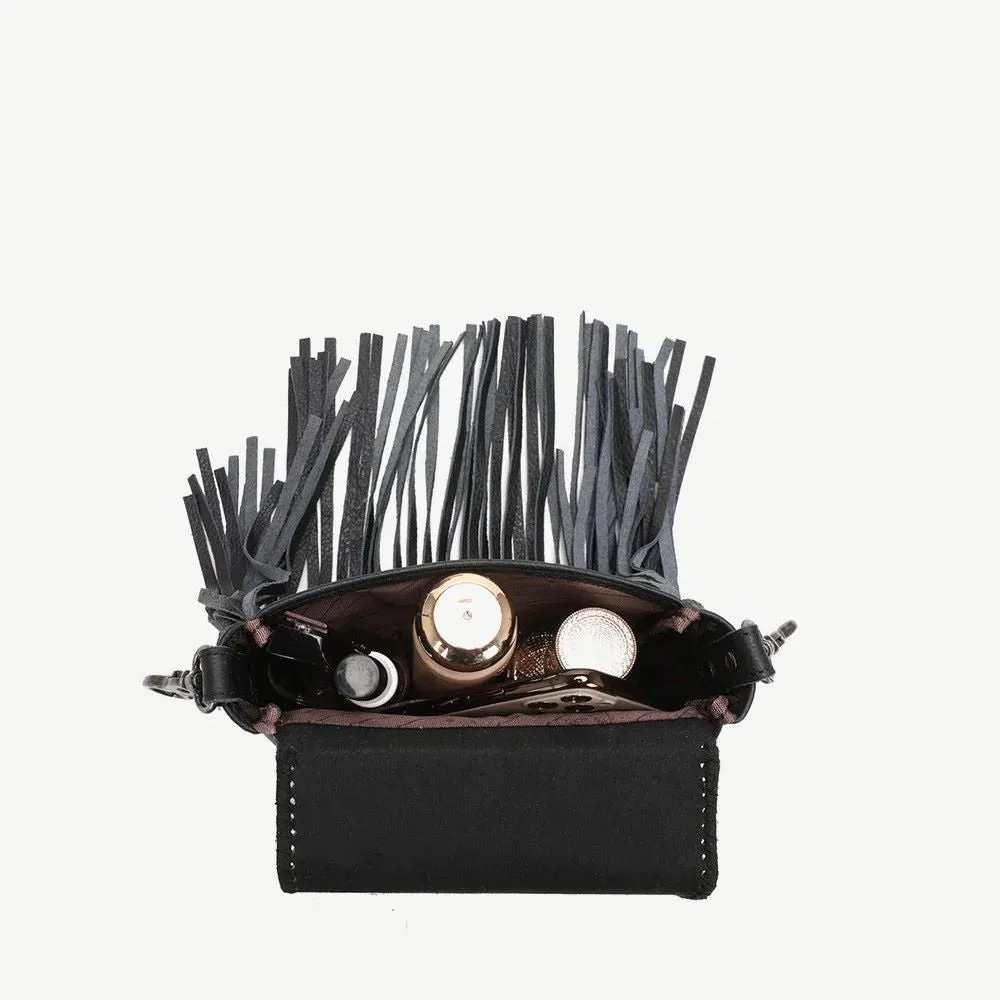 Montana West Crocodile Embossed Fringe Leather Purse