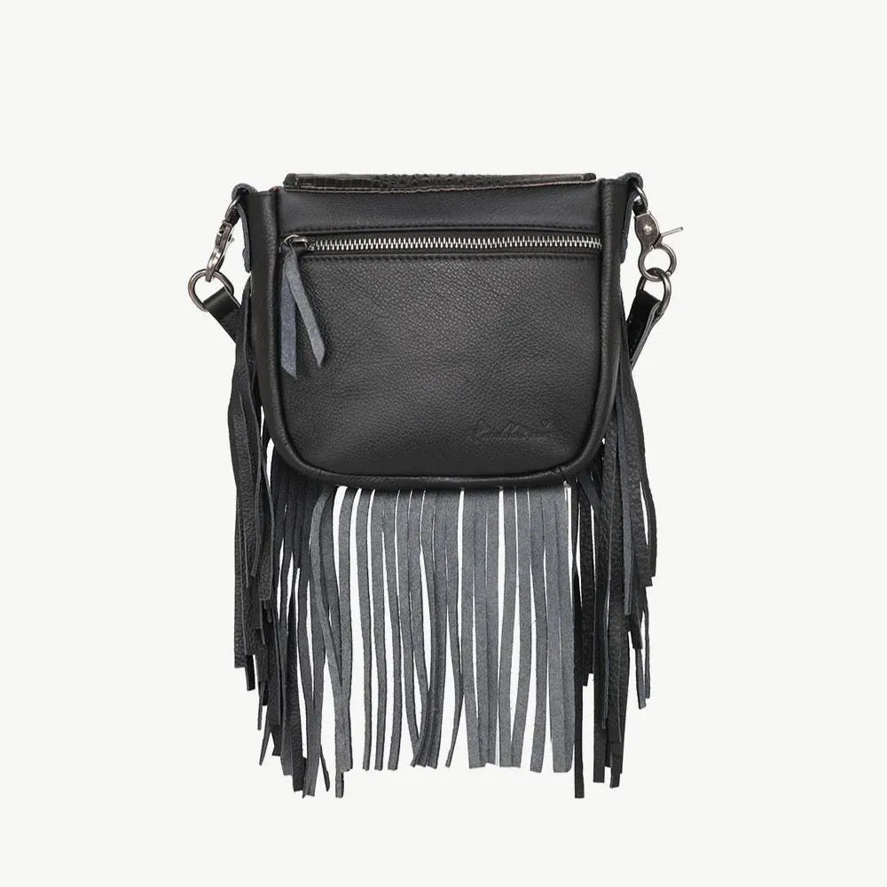 Montana West Crocodile Embossed Fringe Leather Purse