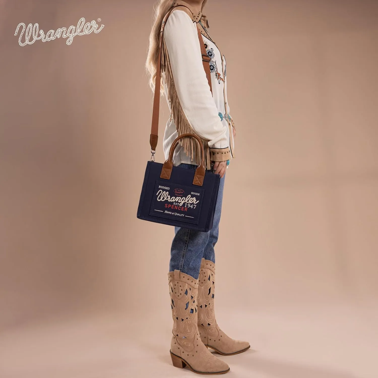 Montana West Wrangler Tote Bag for Women Retro Canvas Top Handle Purses and Handbags