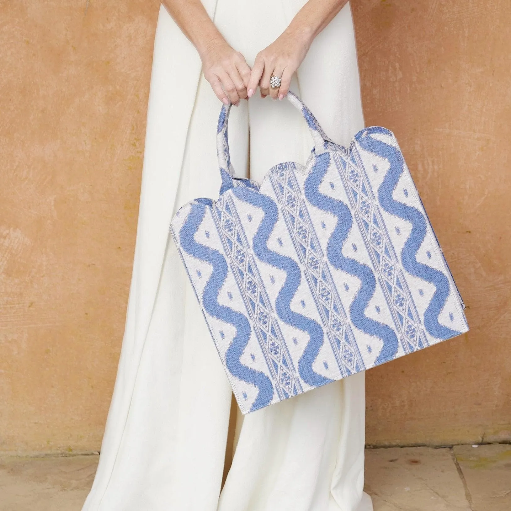 Mrs. Alice Tote Bag (Blue Ikat)