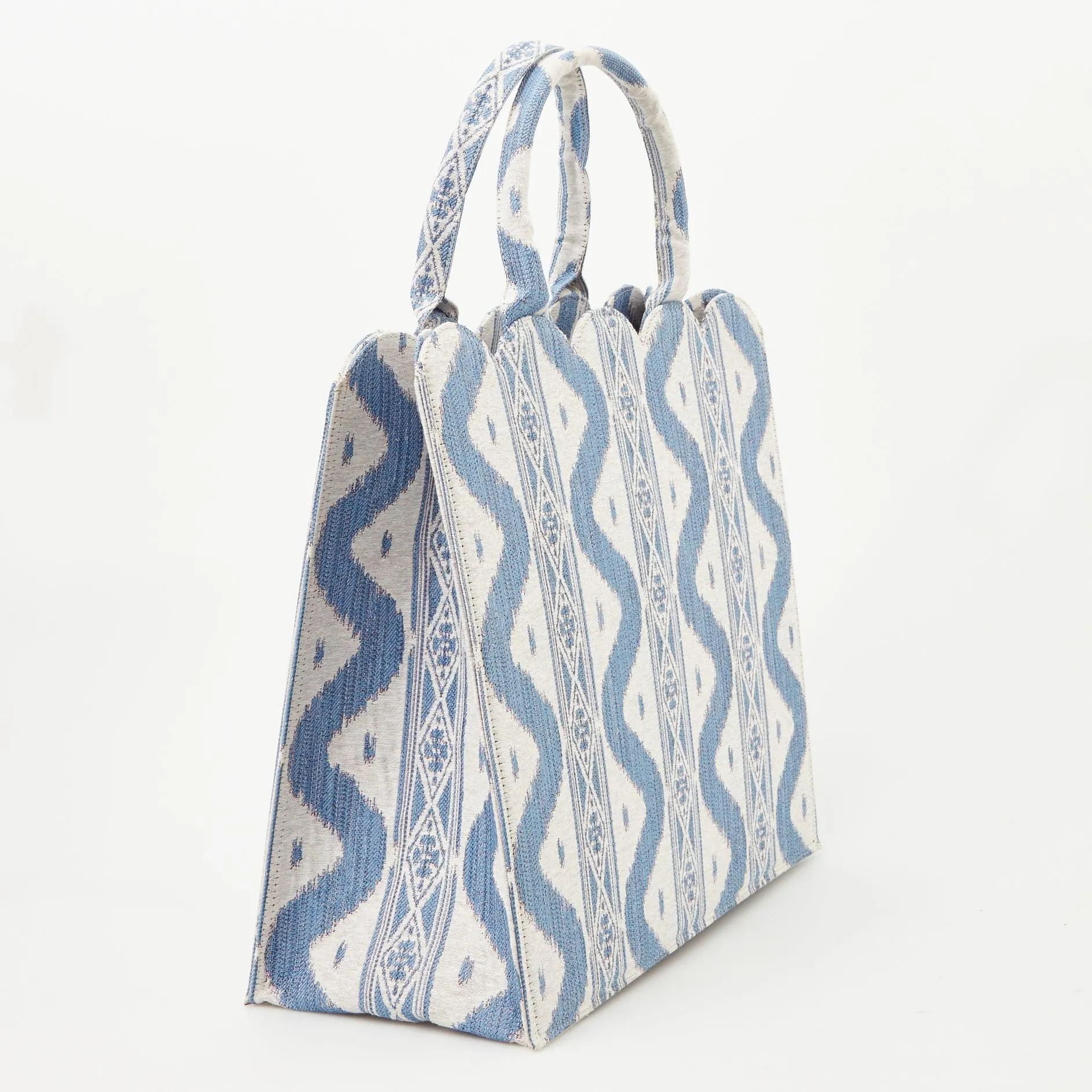 Mrs. Alice Tote Bag (Blue Ikat)
