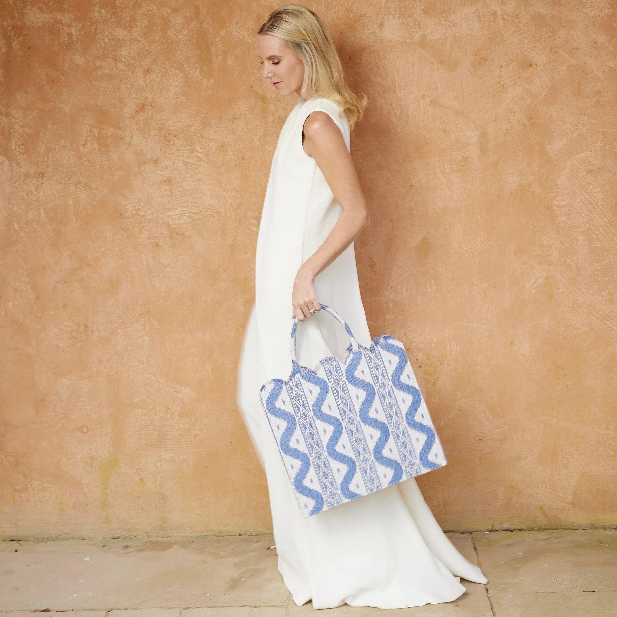 Mrs. Alice Tote Bag (Blue Ikat)