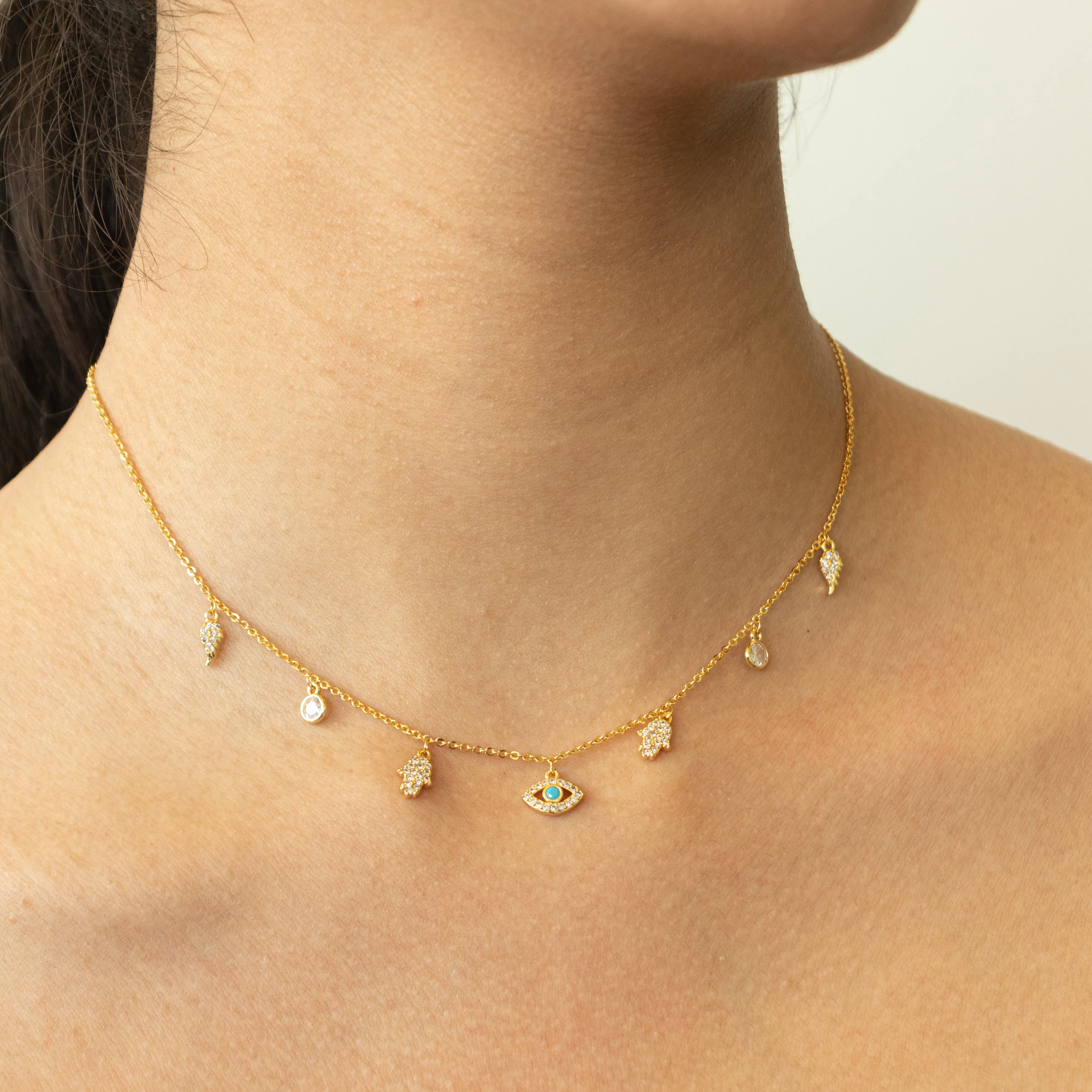 Multi-Charm Choker Necklace