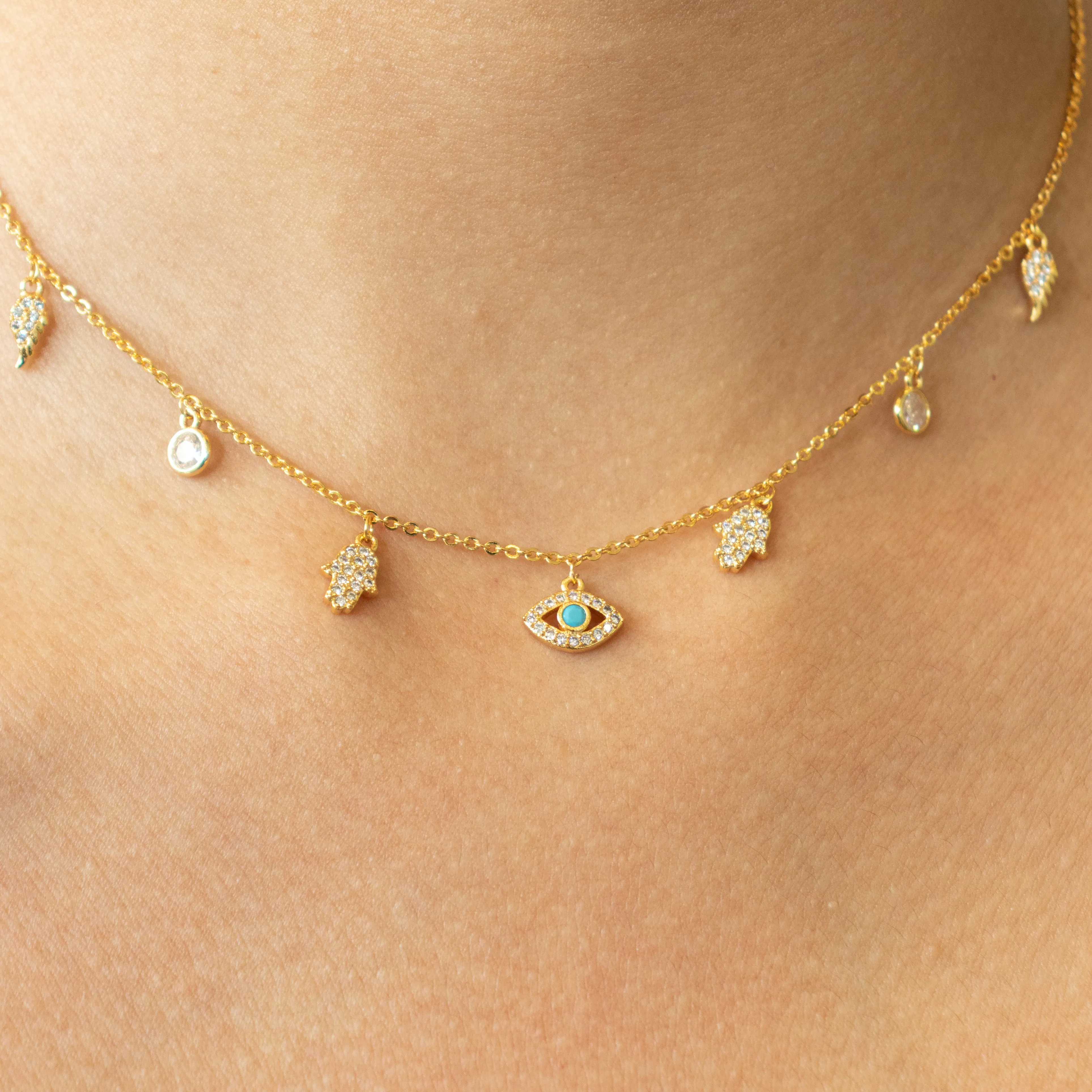Multi-Charm Choker Necklace