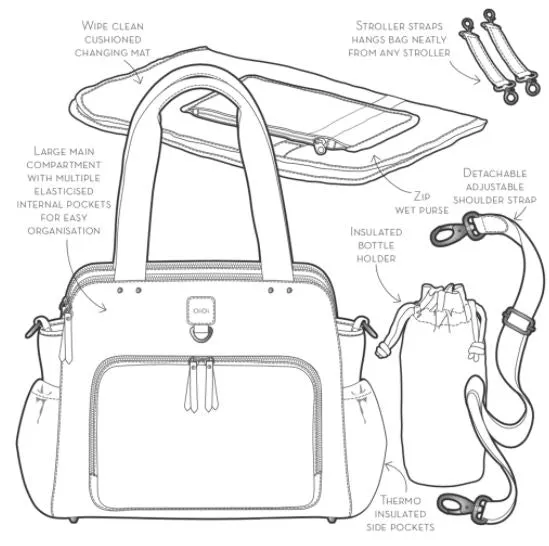 OiOi Tote Triple Compartment Nappy Bag - Tan