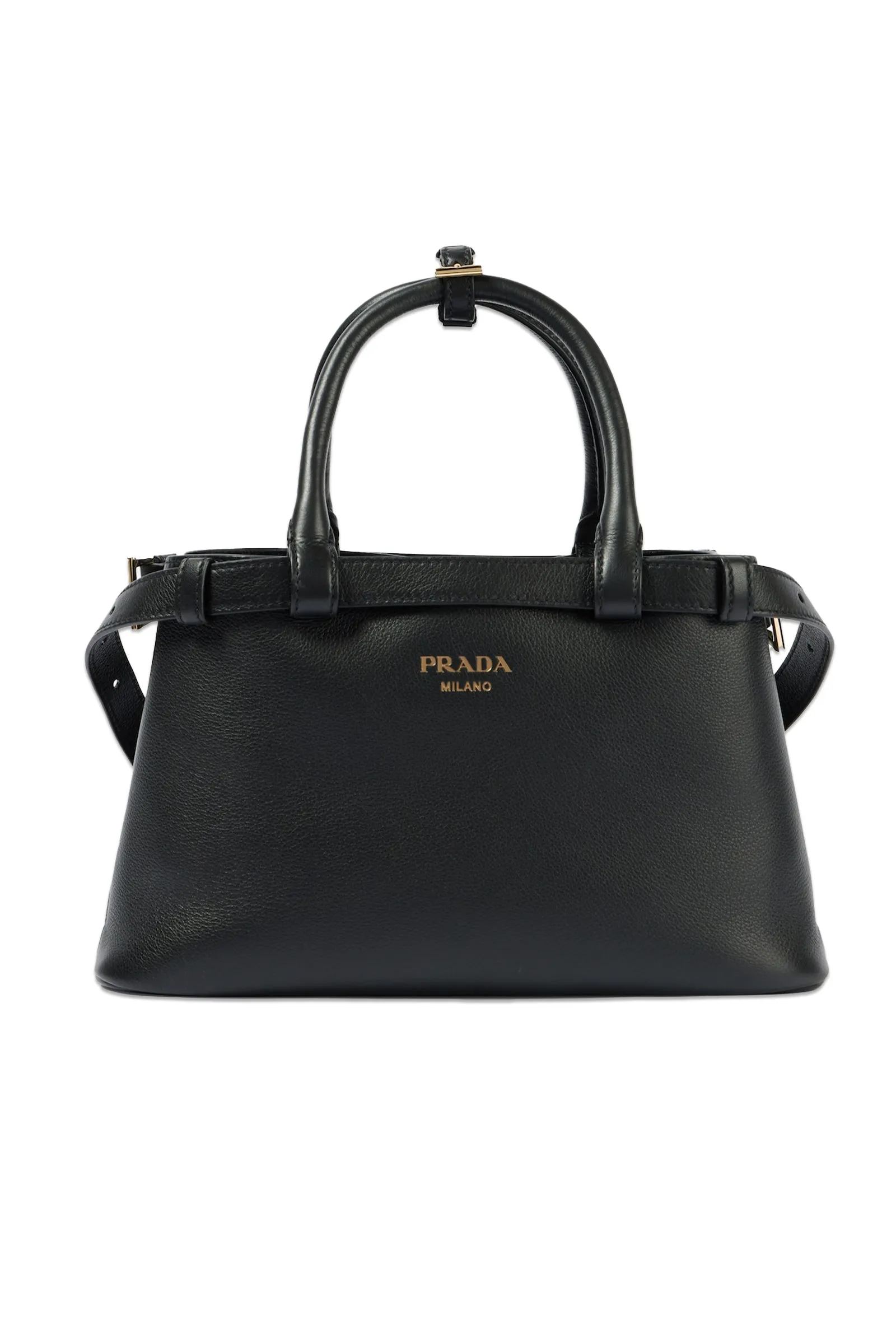 Prada Buckle Small Leather Tote Bag