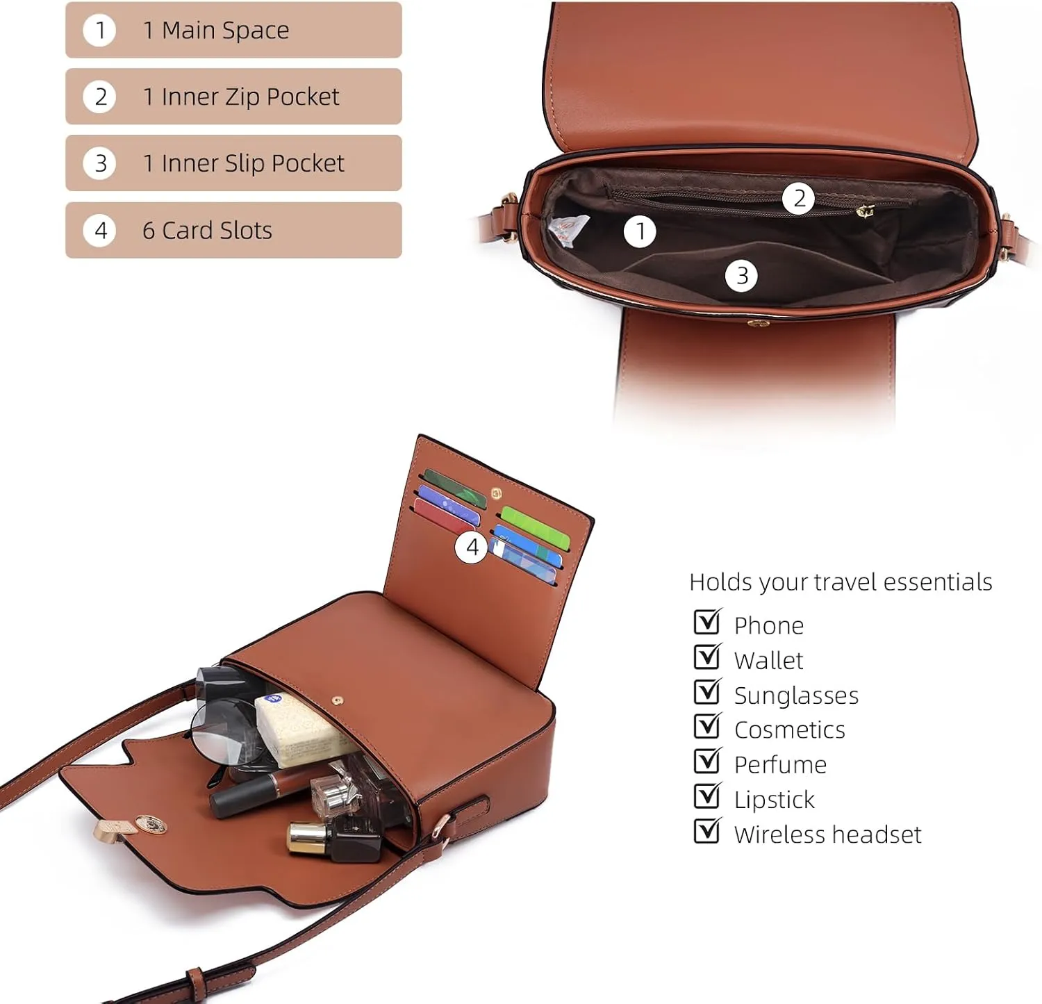Prettyzys Crossbody Bag for WomenTrendy Small Shoulder Bag Phone Wallet Purse for Women
