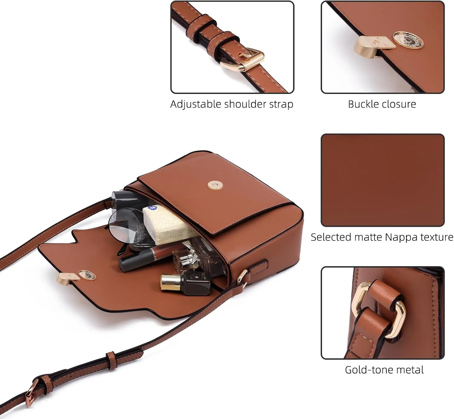 Prettyzys Crossbody Bag for WomenTrendy Small Shoulder Bag Phone Wallet Purse for Women