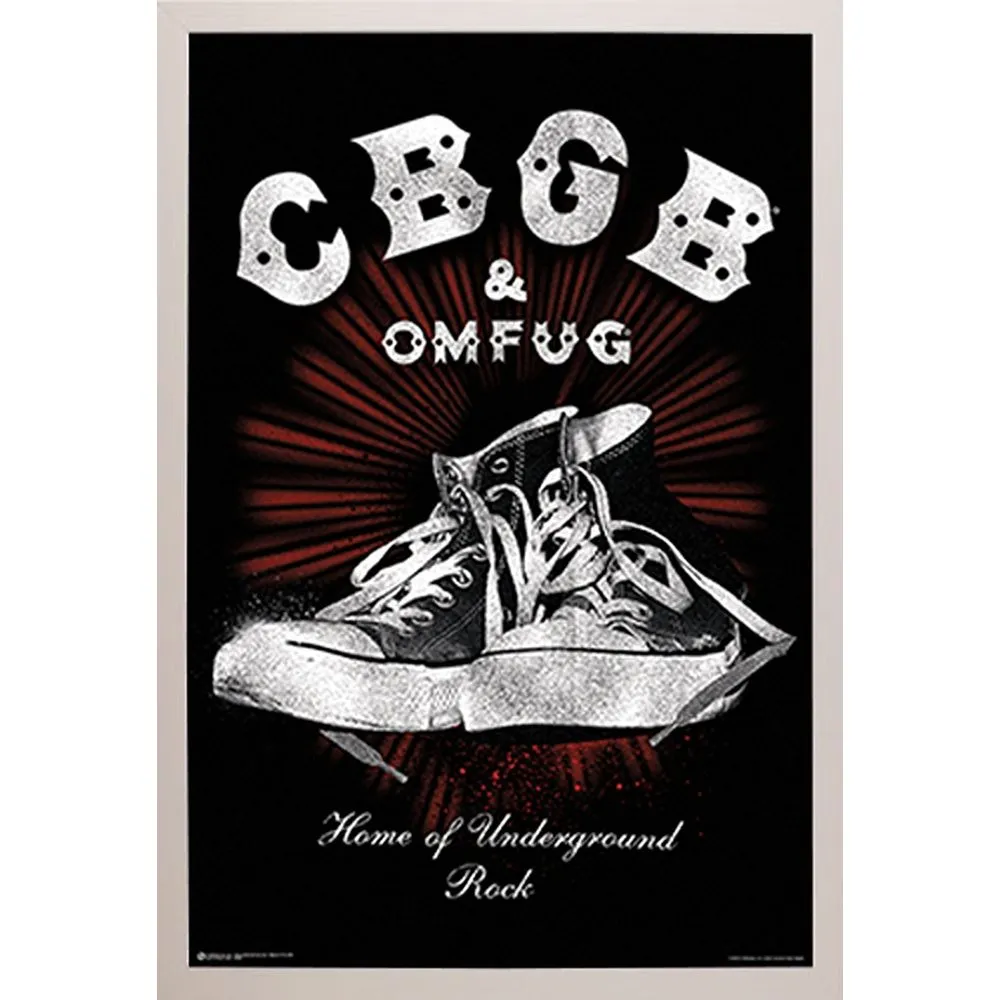 "CBGB & OMFUG" Underground Rock 24-inch x 36-inch Print With Simply Poly White Frame