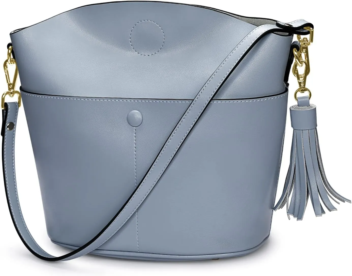S-ZONE Women Small Cow Split Genuine Leather Crossbody Bucket Bag Shoulder Purse Handbag