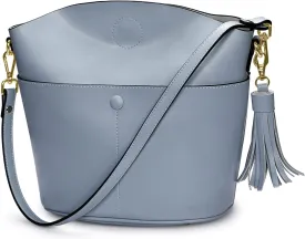 S-ZONE Women Small Cow Split Genuine Leather Crossbody Bucket Bag Shoulder Purse Handbag