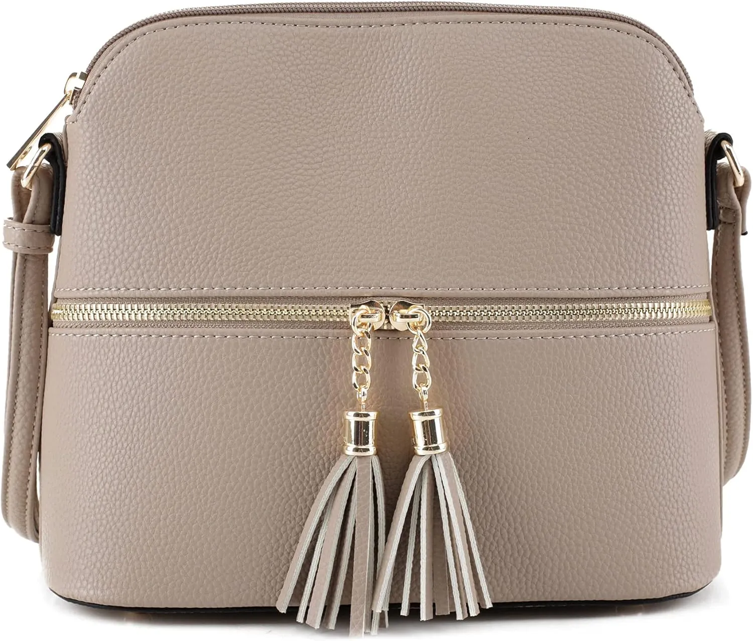 SG SUGU Lunar Lightweight Medium Dome Crossbody Bag Shoulder Bag with Tassel | Zipper Pocket | Adjustable Strap