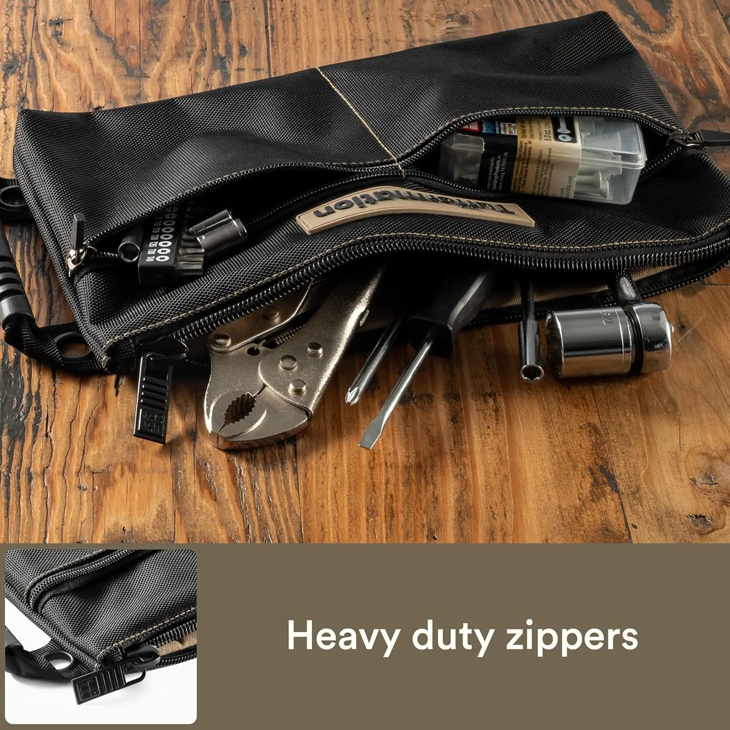 Small Tool Pouch, Tool Bag Organizer with Zipper. Small Tool Bag with Multiple Compartments. Perfect Tool Pouch Bags for Men Women Electricians & Others.