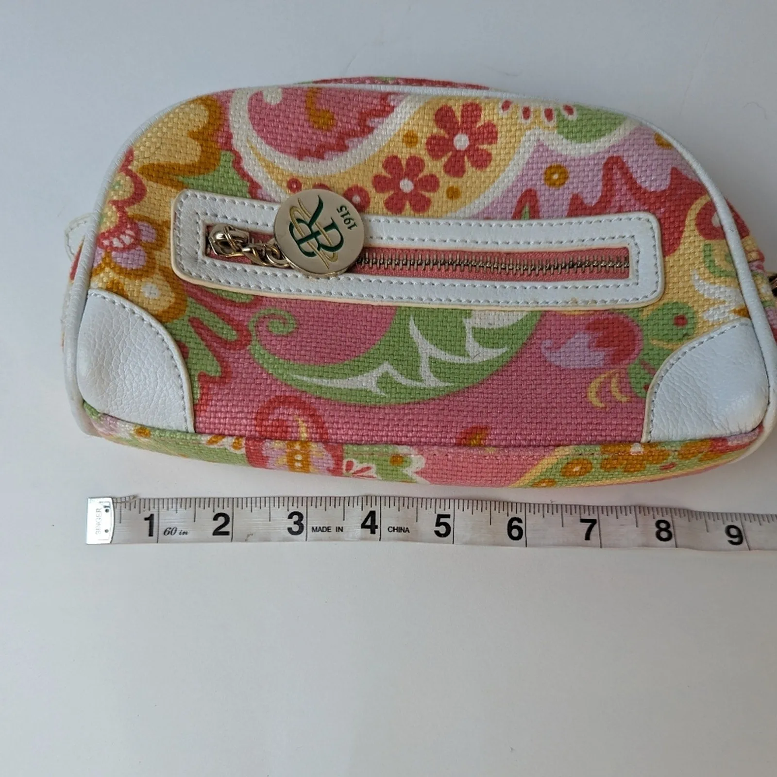 Spartina 449 Floral Linen & Leather Wristlet Bag