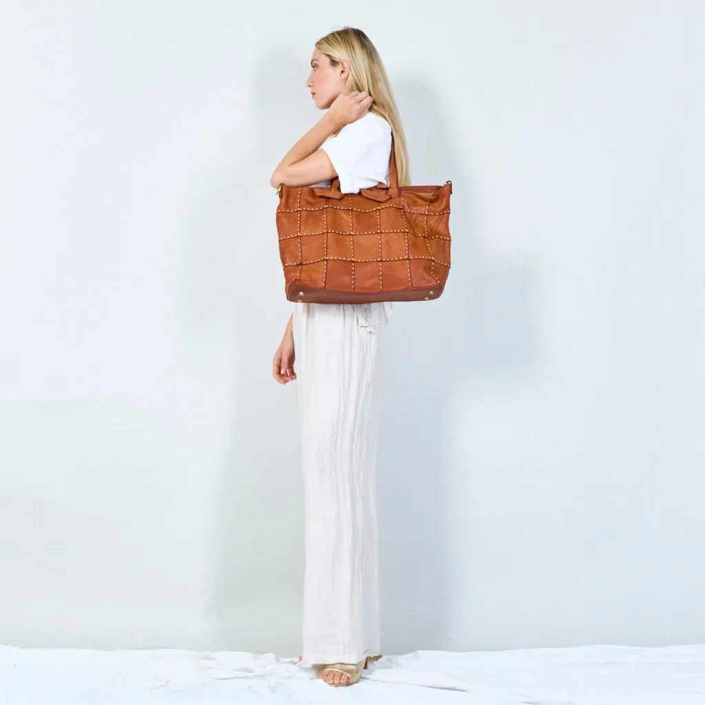 Studded leather tote bag wholesale