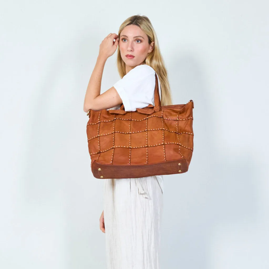 Studded leather tote bag wholesale