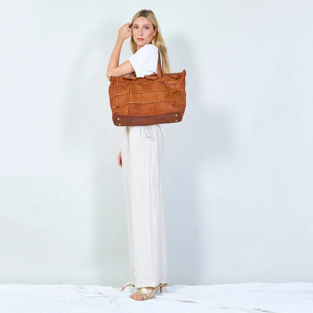 Studded leather tote bag wholesale