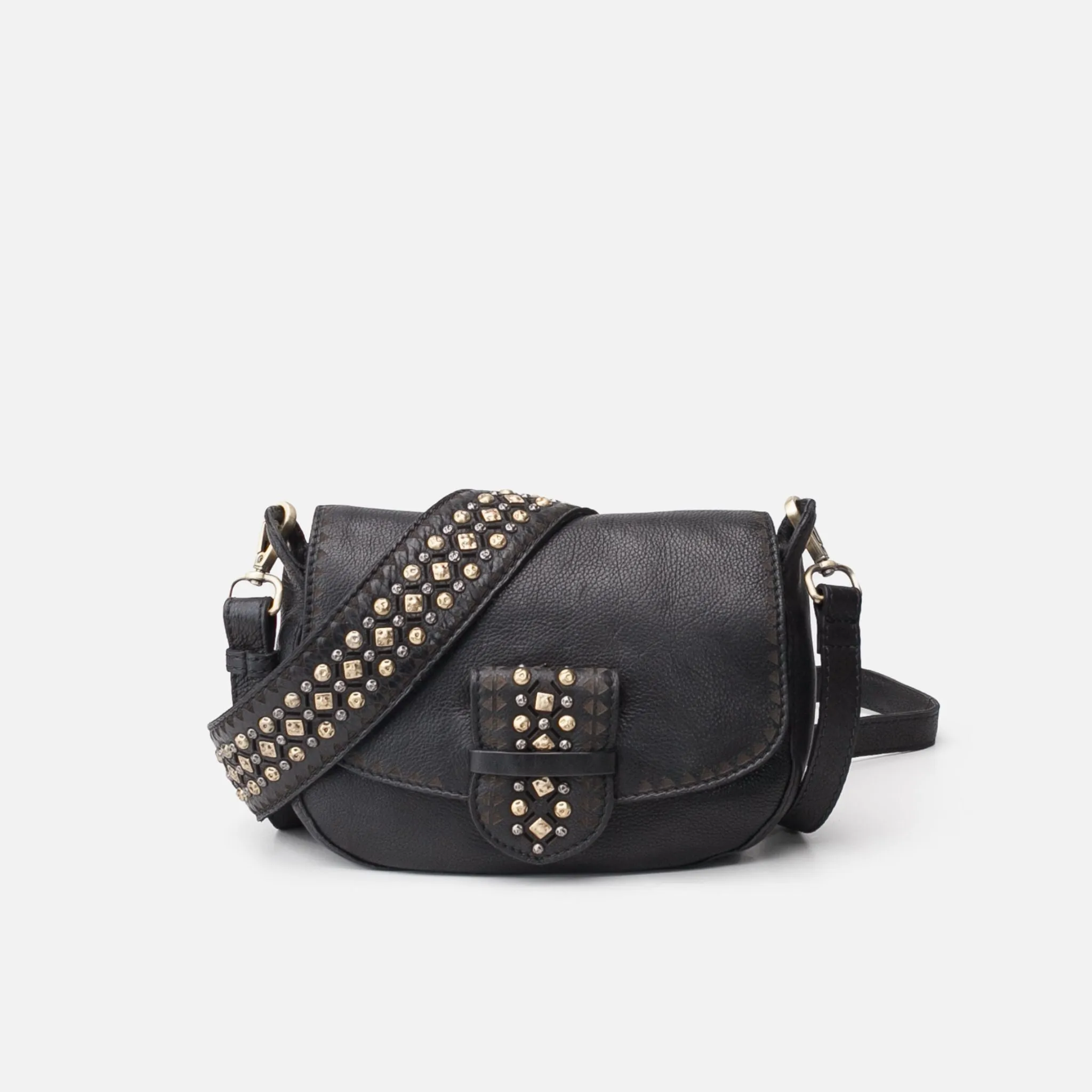 Studded Saddle Bag (Black or Tan)