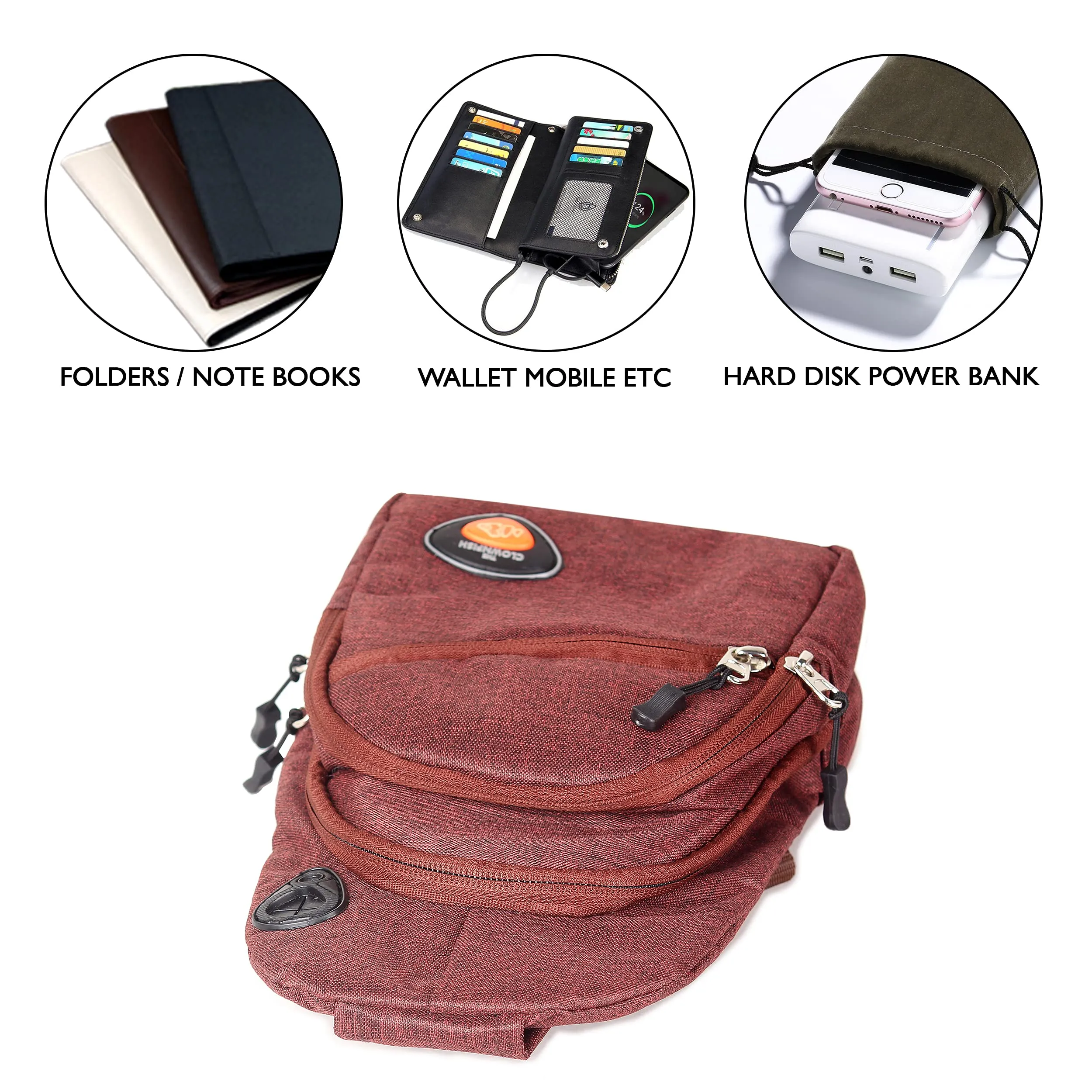 THE CLOWNFISH Cordette Sling Bag - Stylish, Durable & Functional | 6L | Maroon