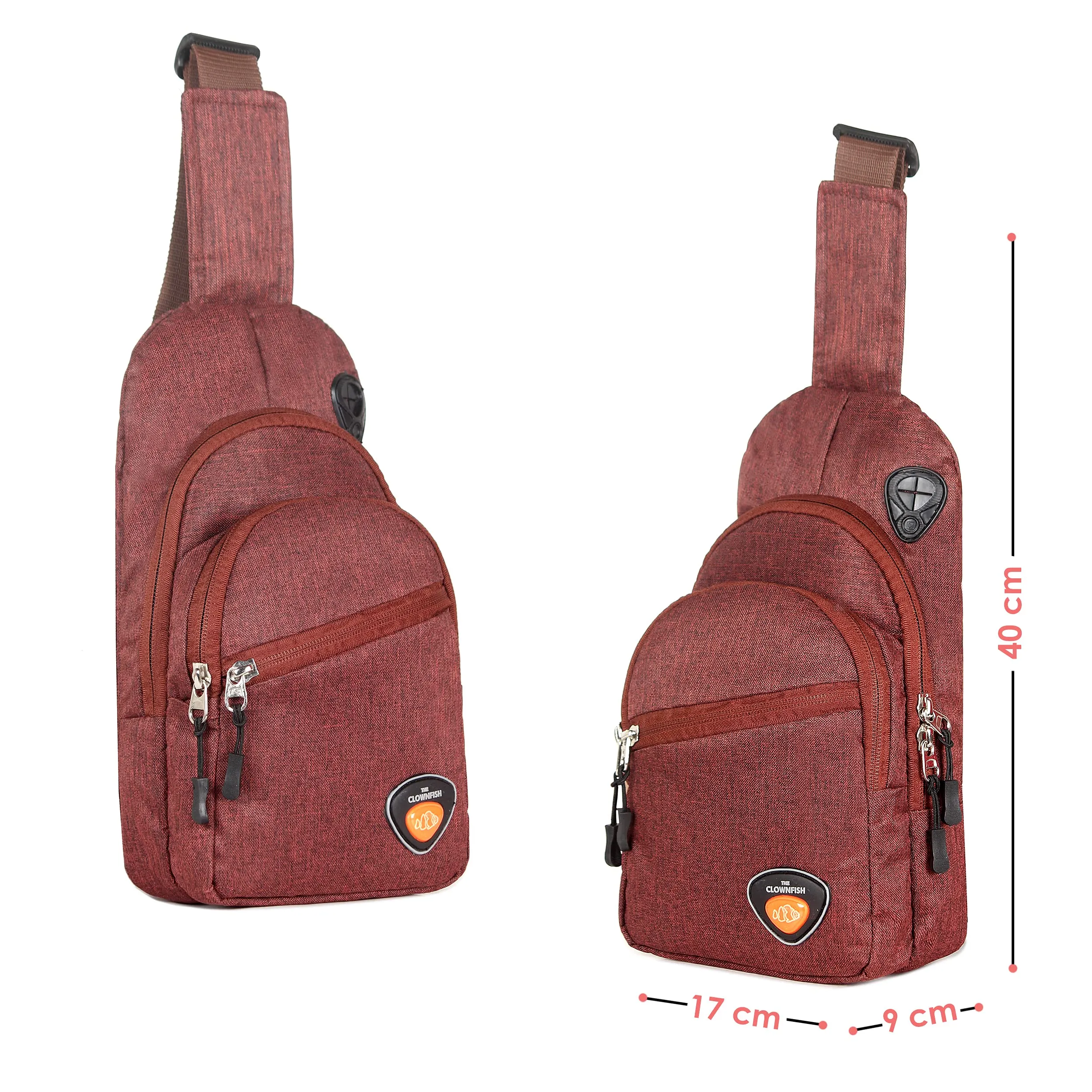 THE CLOWNFISH Cordette Sling Bag - Stylish, Durable & Functional | 6L | Maroon