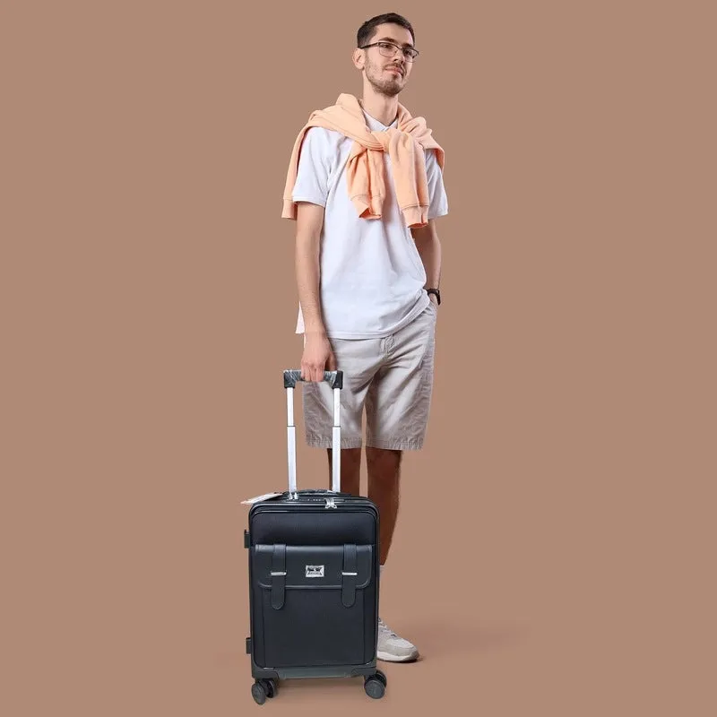 The Clownfish Evoke Series 20inch Cabin Trolley Bag | TSA Lock, Aluminium Trolley | 40L | Black