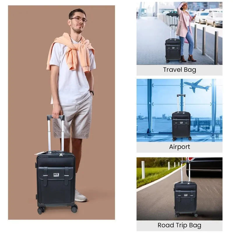 The Clownfish Evoke Series 20inch Cabin Trolley Bag | TSA Lock, Aluminium Trolley | 40L | Black