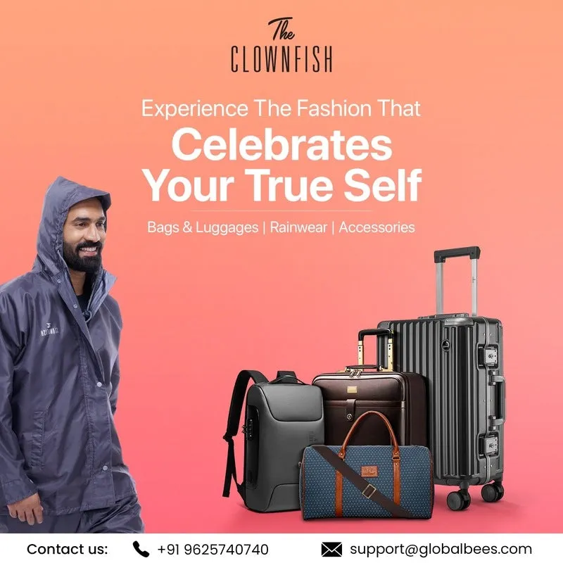The Clownfish Evoke Series 20inch Cabin Trolley Bag | TSA Lock, Aluminium Trolley | 40L | Black