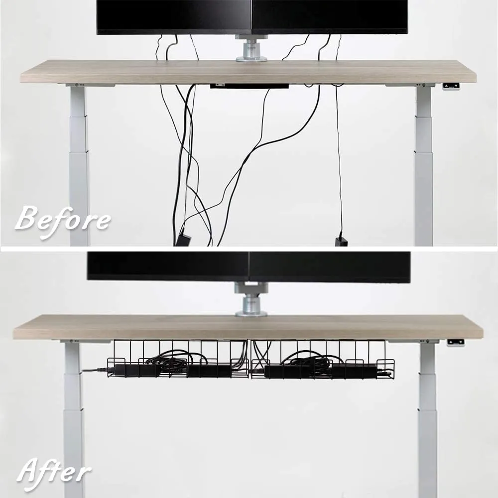 Under Desk Cable Management Organizer Tray 36cm-Black