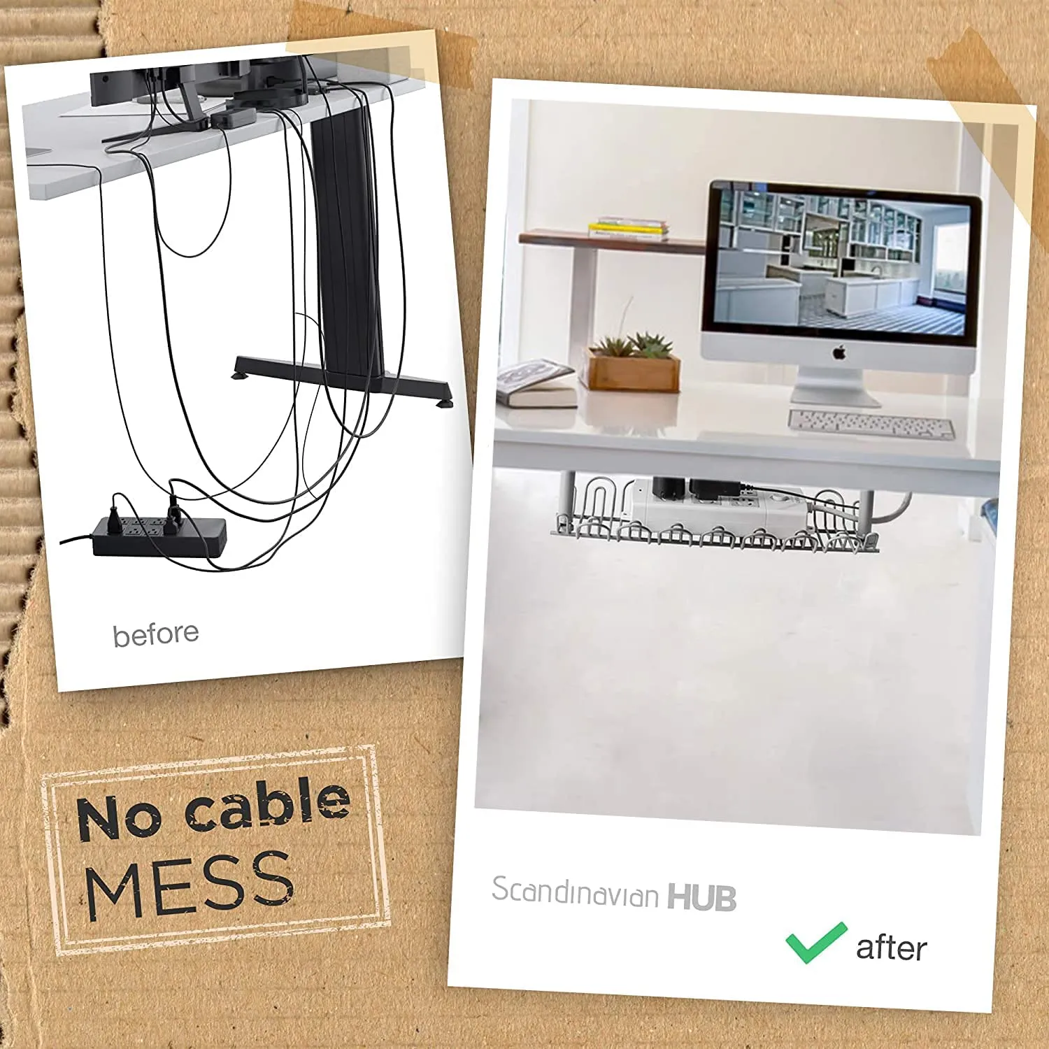 Under Desk Cable Management Organizer Tray 36cm-Black
