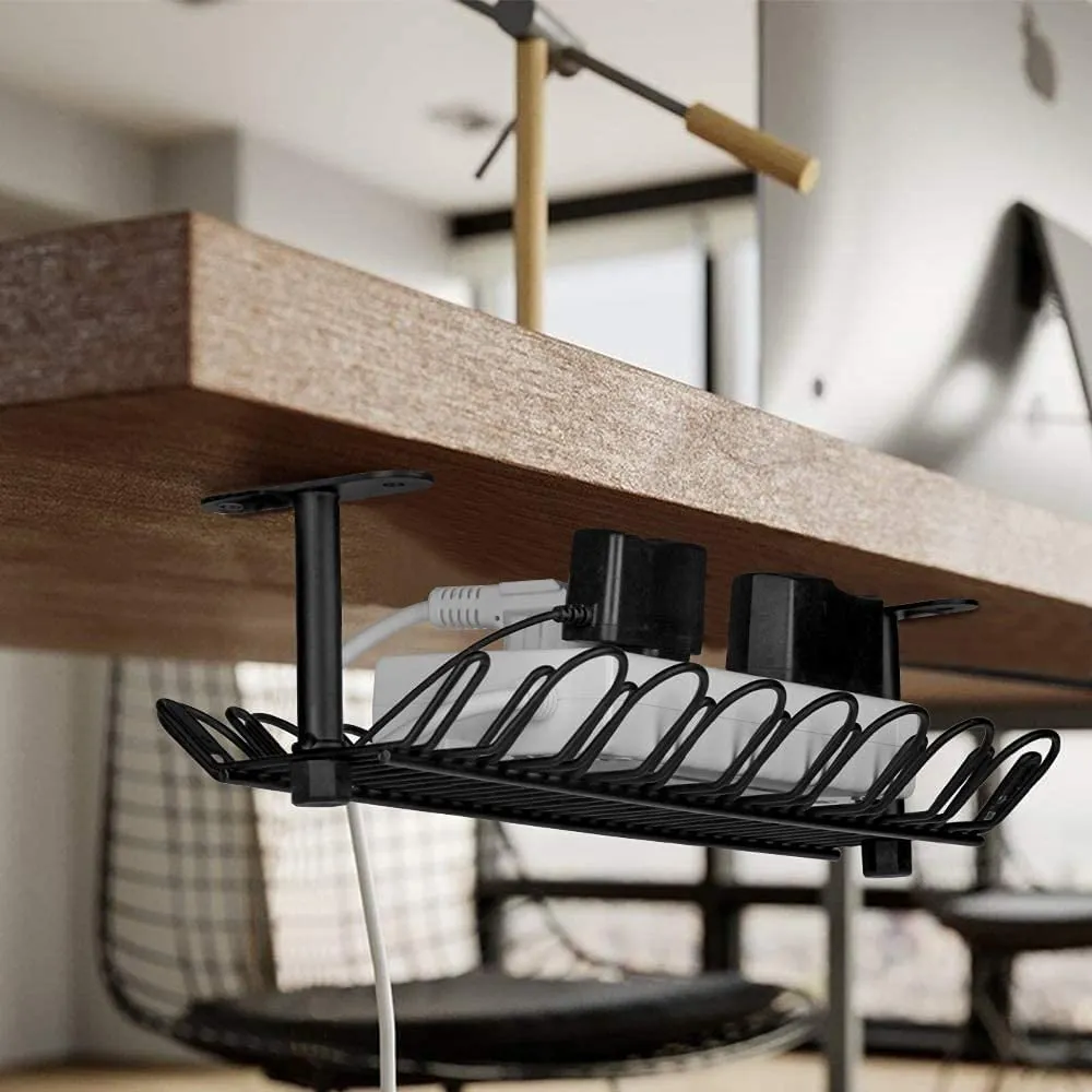 Under Desk Cable Management Organizer Tray 36cm-Black
