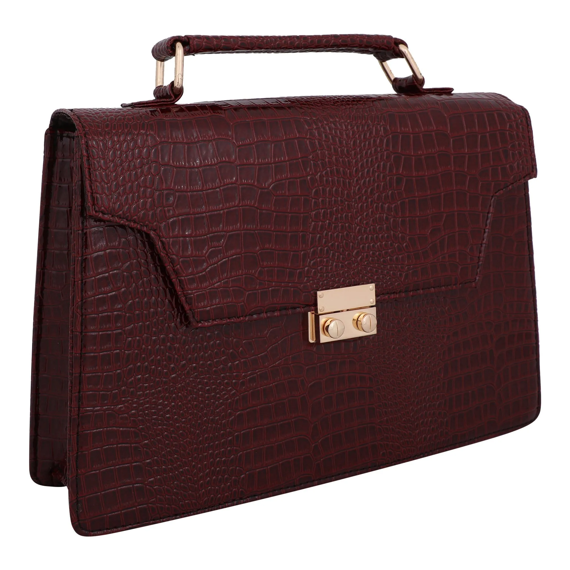 Vegan Croco Leather Satchel Hand Bag