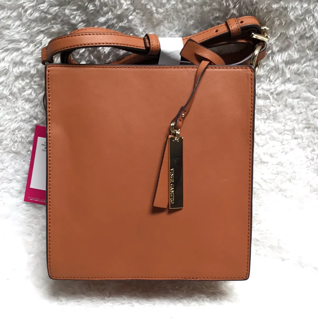 Vince Camuto Leather Crossbody - Karin, Saddle Brown