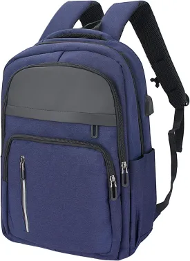 Women Men Laptop Backpack Business Travel Lightweight Waterproof Anti Theft College Computer Bag with USB Charging Port Work Daily Bag,Blue