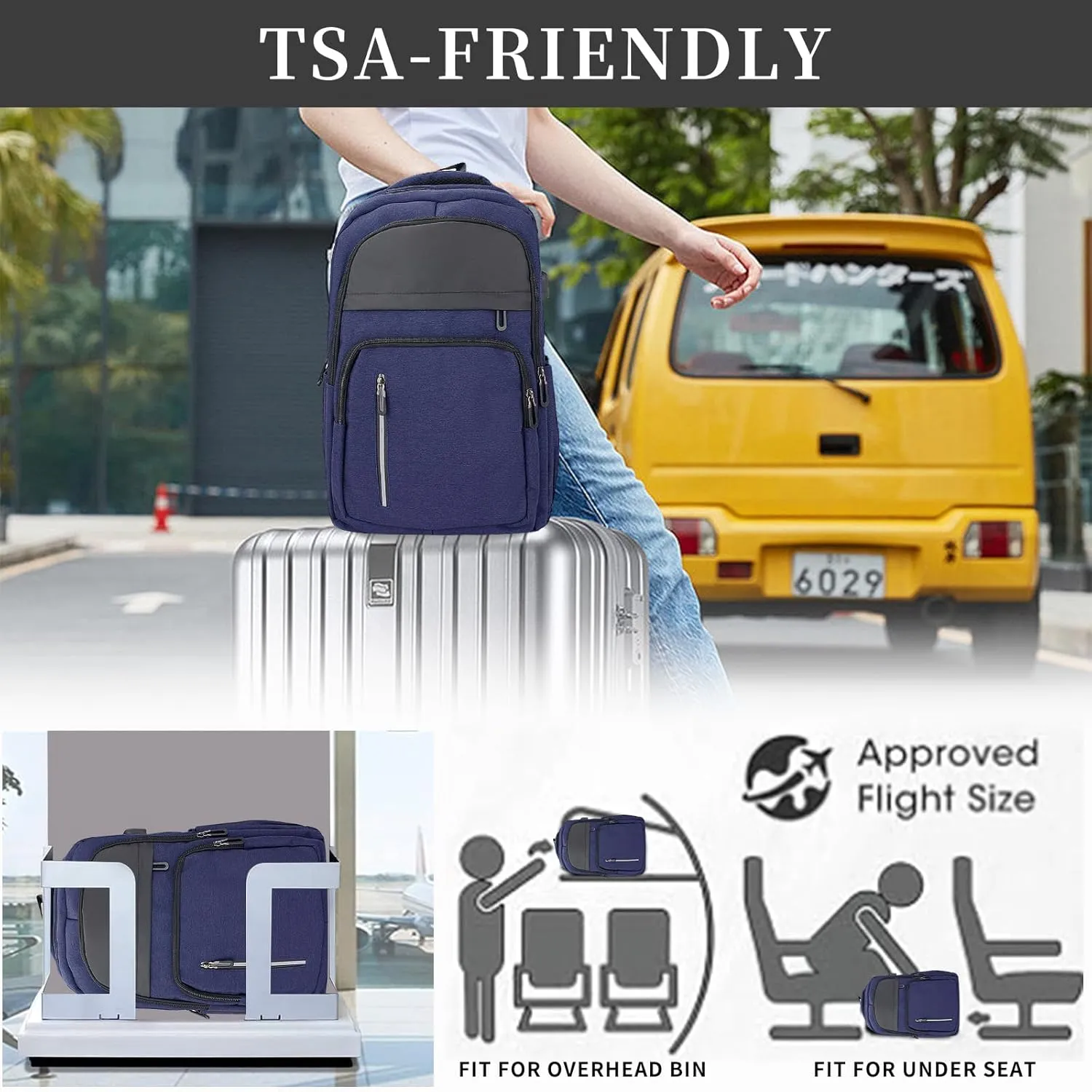 Women Men Laptop Backpack Business Travel Lightweight Waterproof Anti Theft College Computer Bag with USB Charging Port Work Daily Bag,Blue