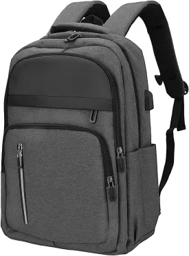 Women Men Laptop Backpack Business Travel Lightweight Waterproof Anti Theft College Computer Bag with USB Charging Port Work Daily Bag,Grey