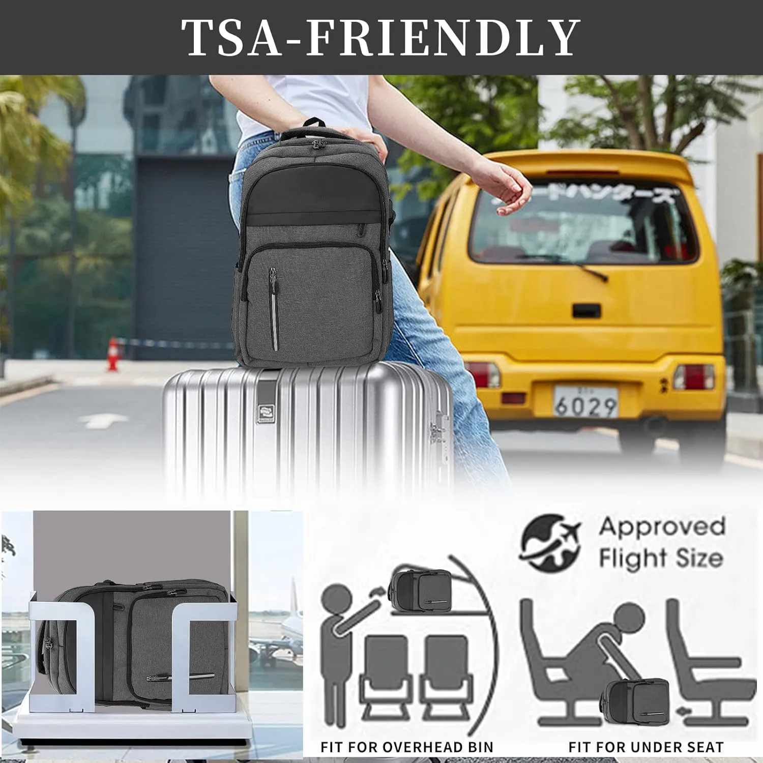 Women Men Laptop Backpack Business Travel Lightweight Waterproof Anti Theft College Computer Bag with USB Charging Port Work Daily Bag,Grey