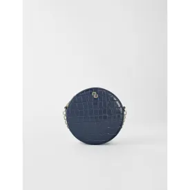 Women Round Crocodile-Effect Leather Bag  - Gloss/Varnish White