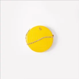 Women Round Crocodile-Effect Leather Bag  - Yellow