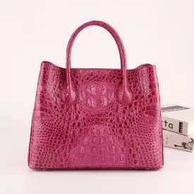 Womens Genuine Crocodile Leather Top Handle Satchel Handbag Peach 32cm